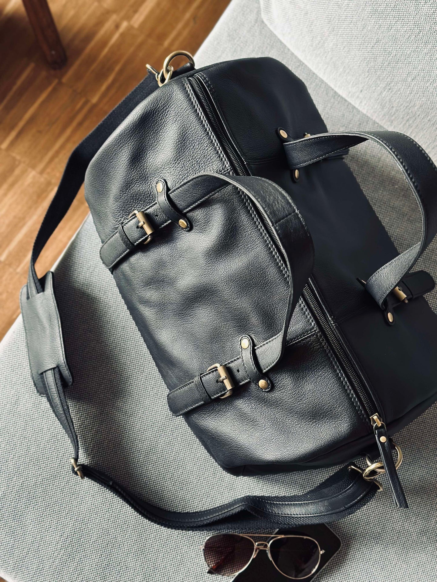 Treningstaske BLACK leather - Image 5