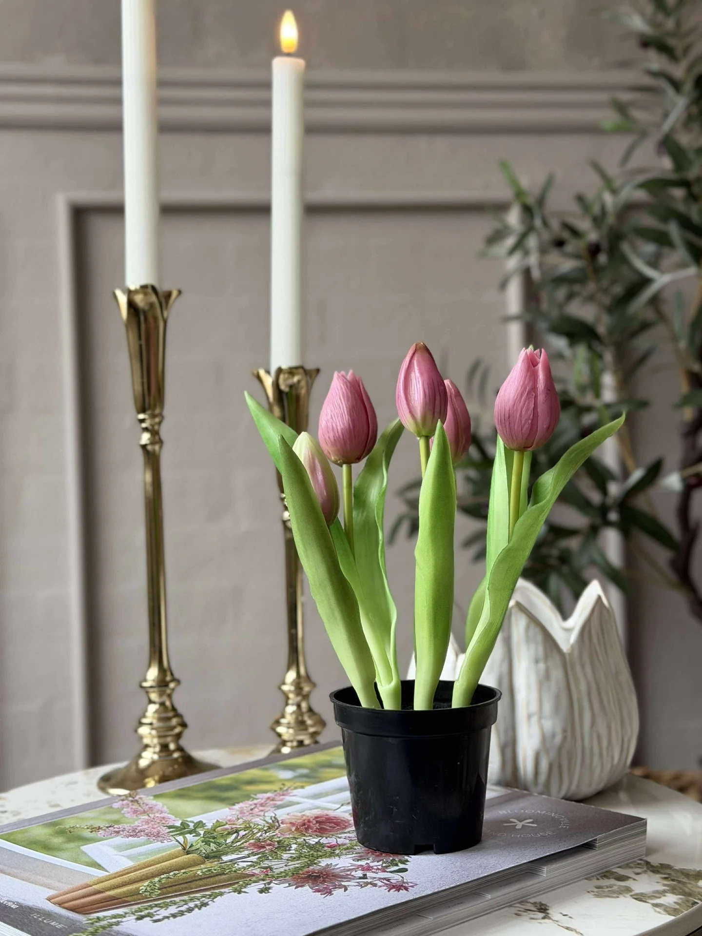 Tulipan i potte - Mørk rosa - Image 4