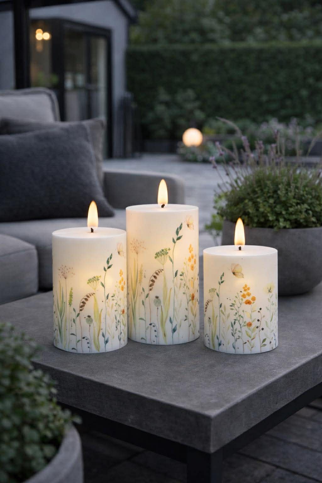 Utendørs Bloklys Wild Flower - Sett med 3 stk - Image 4