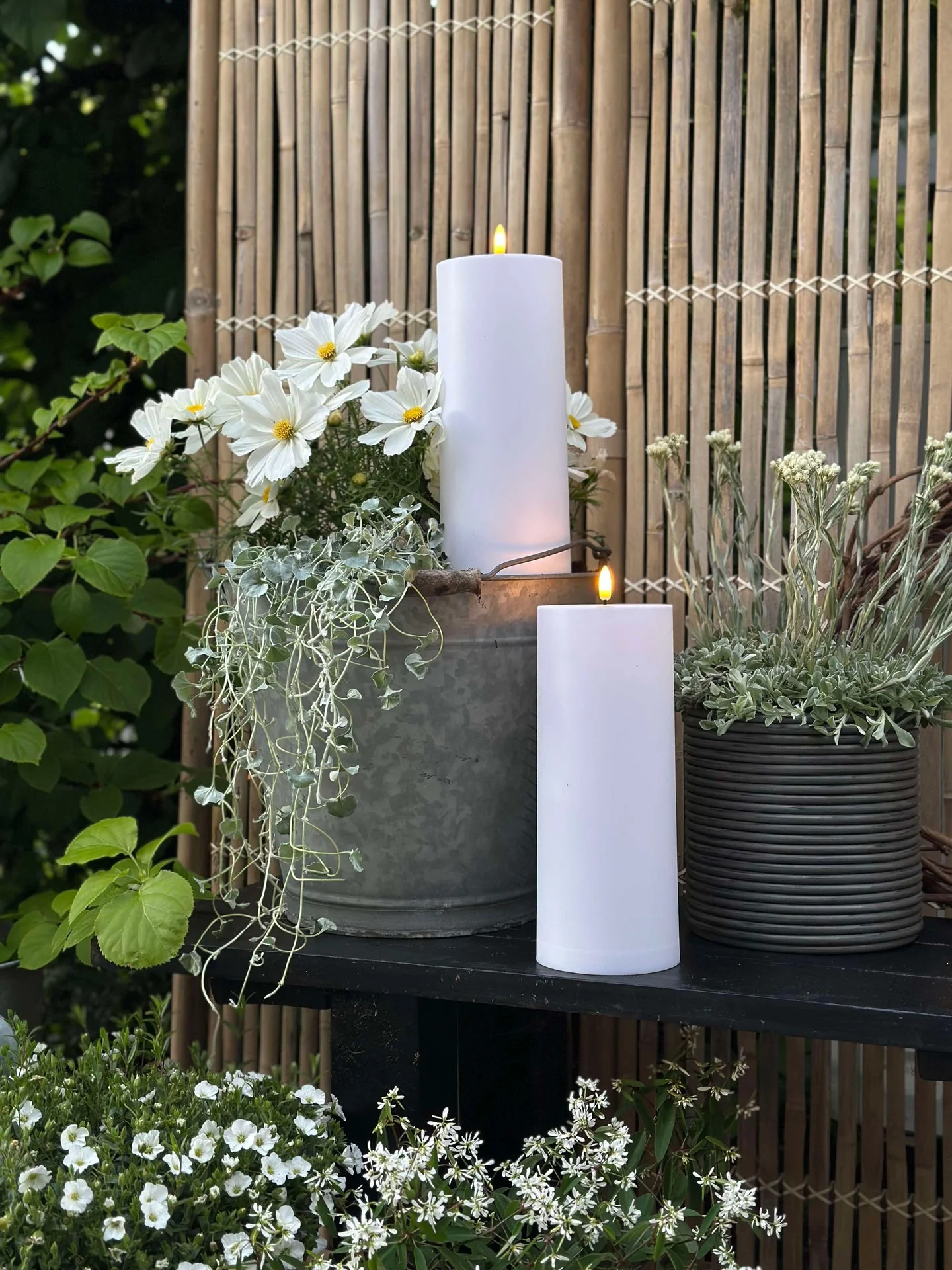 Utendørs XL LED bloklys H 25cm - Sett med 2 stk inkl fjernkontroll - Image 3
