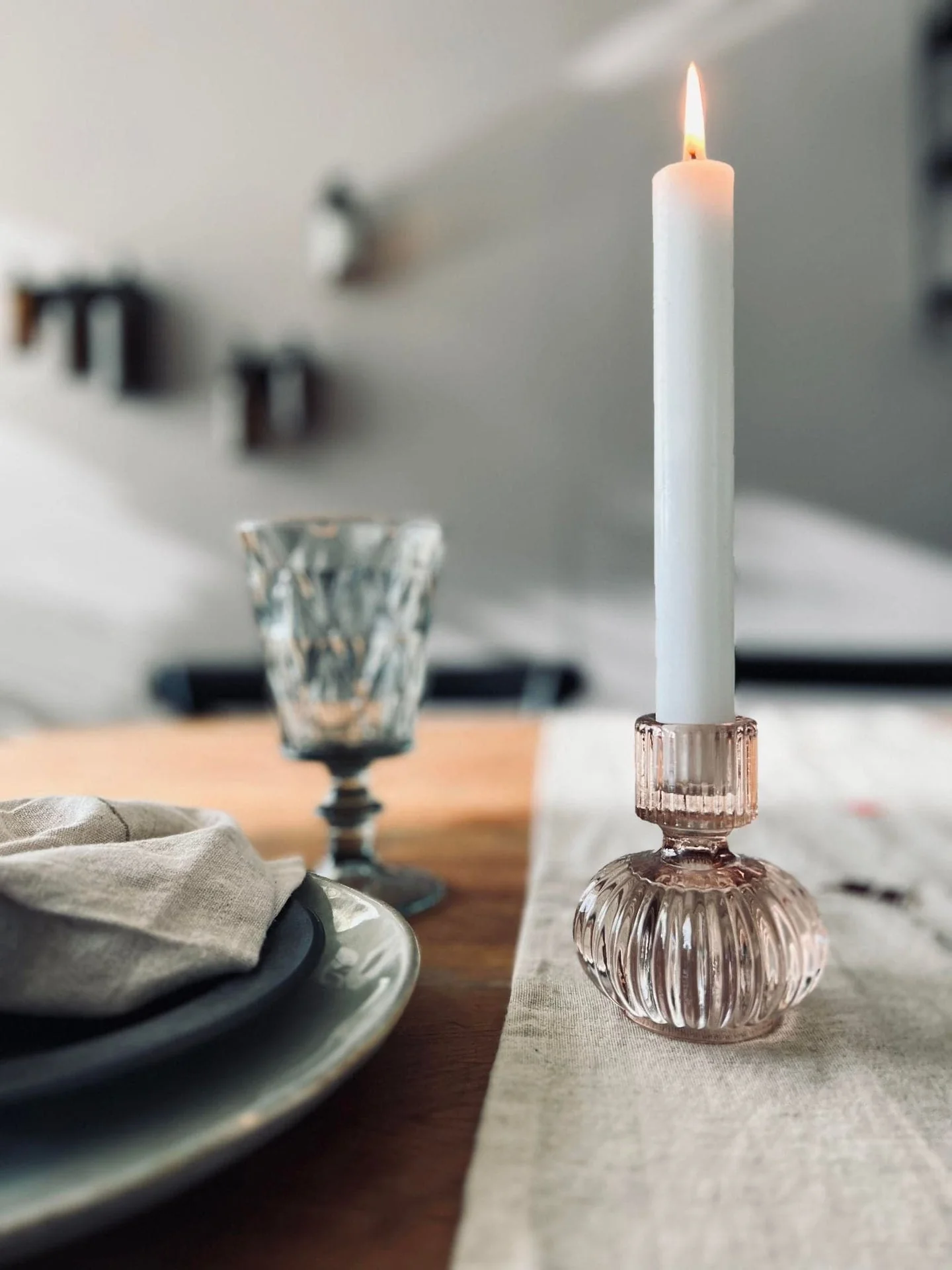 Lysestake - Vendbar i glass ROSA