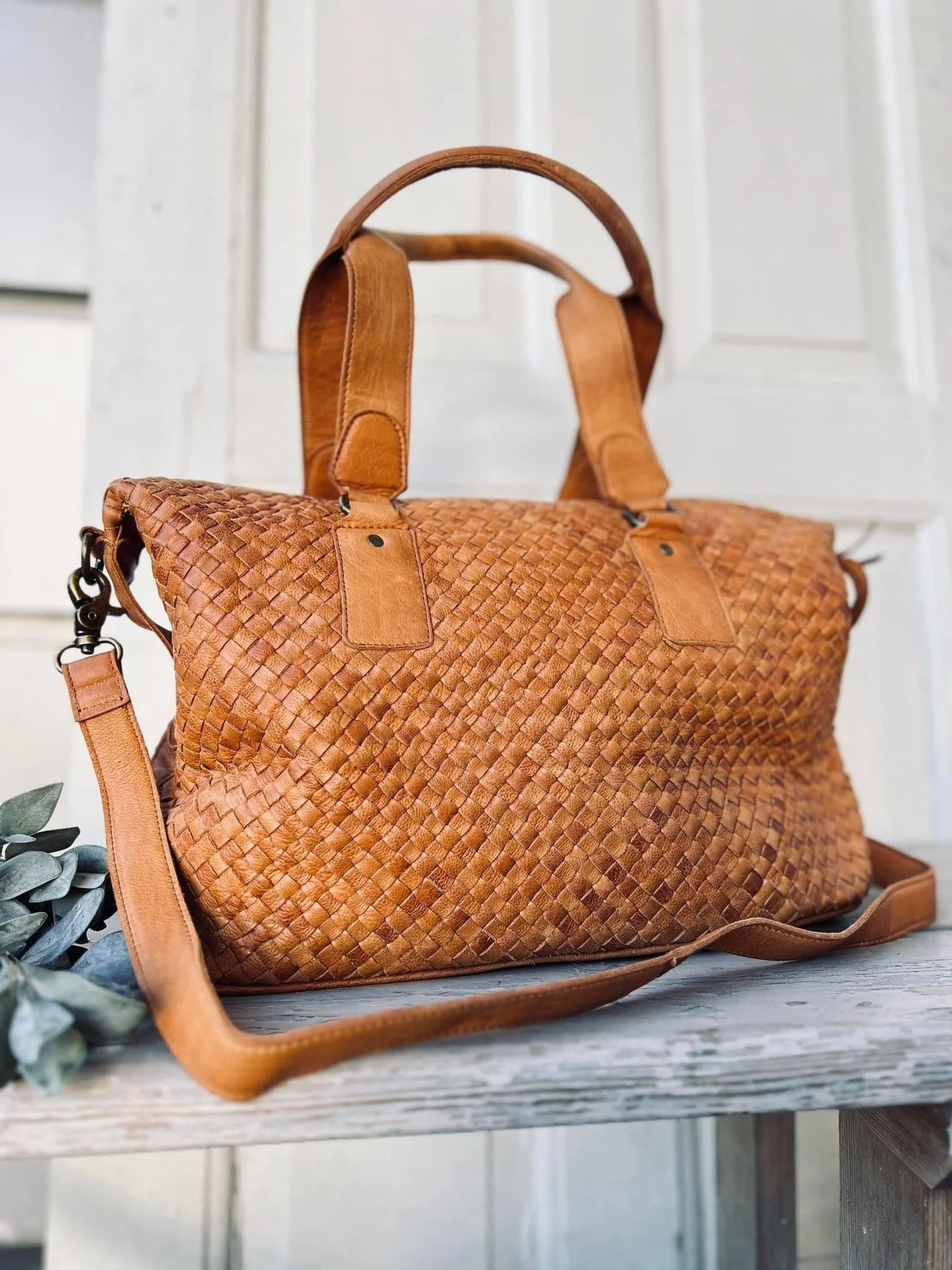 Veske Clara - Cognac flettet lær - Image 2