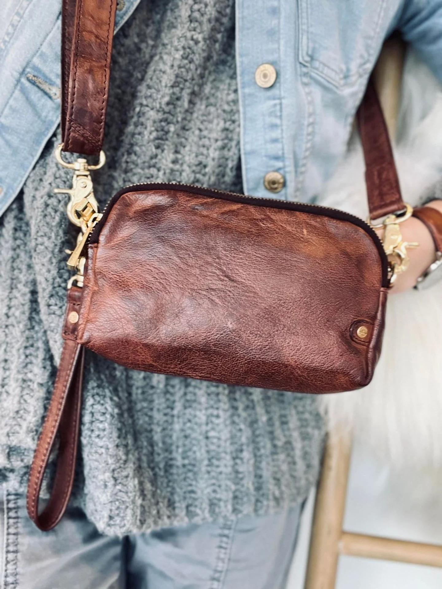 Veske / clutch - RIMA - Lekker Brandy skinn