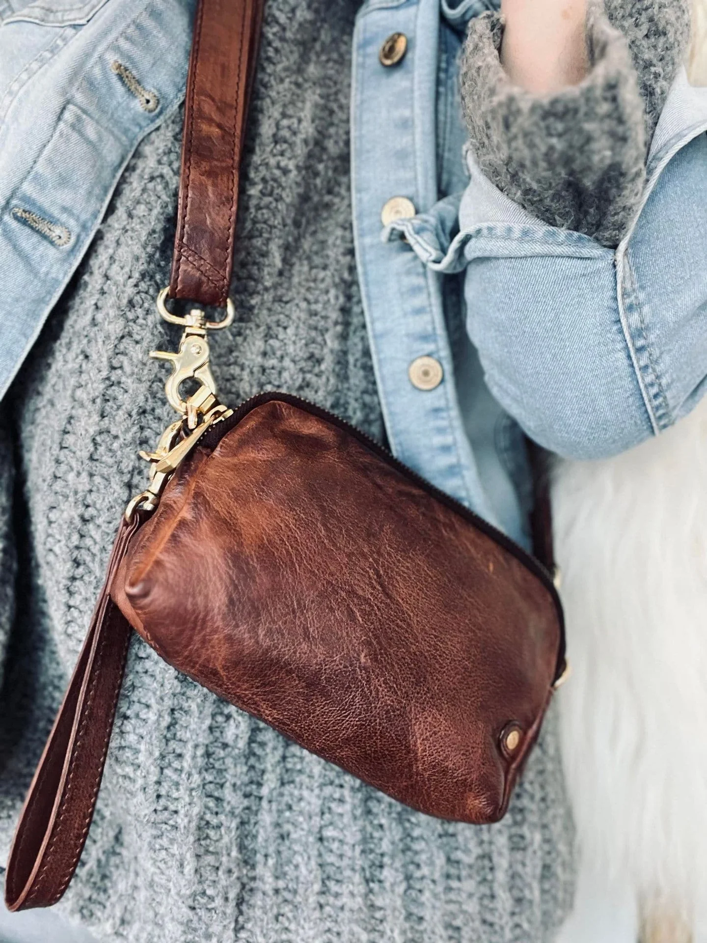 Veske / clutch - RIMA - Lekker Brandy skinn - Image 2