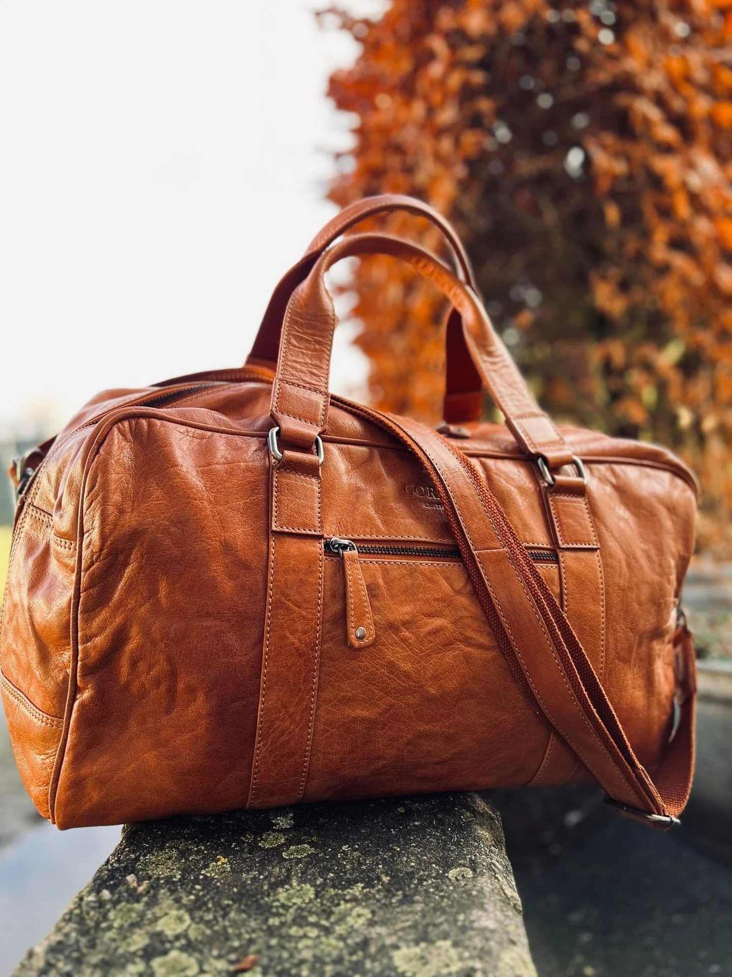 Weekendveske Holdall Cognac skinn - Image 2