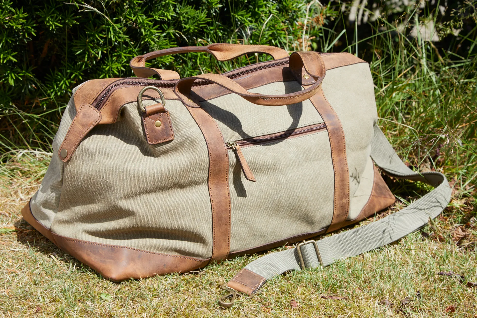 Weekendveske i skinn og kanvas - Canvas HUNTER - Image 5
