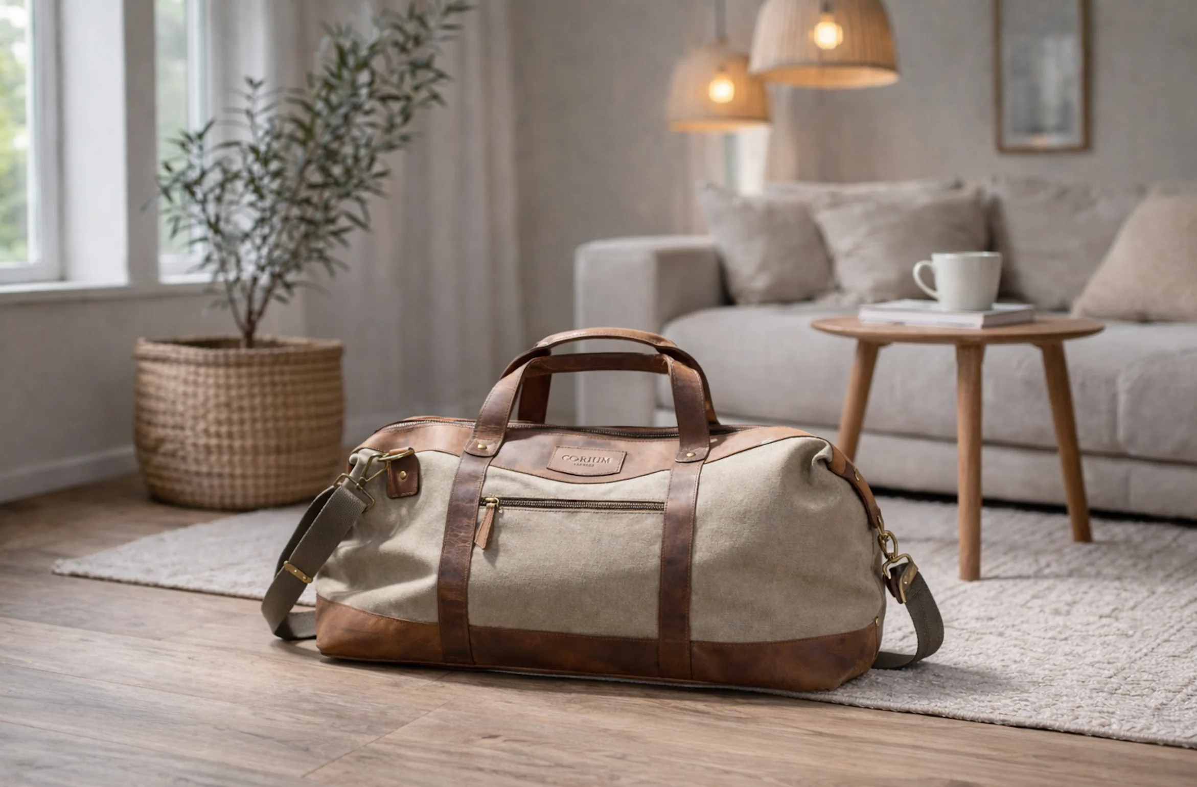 Weekendveske i skinn og kanvas - Canvas HUNTER - Image 9