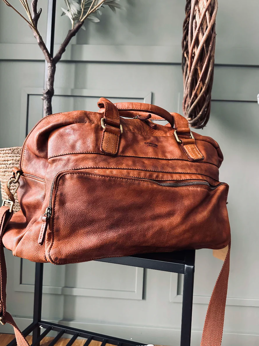 Rejsetaske, washed cognac - Image 8